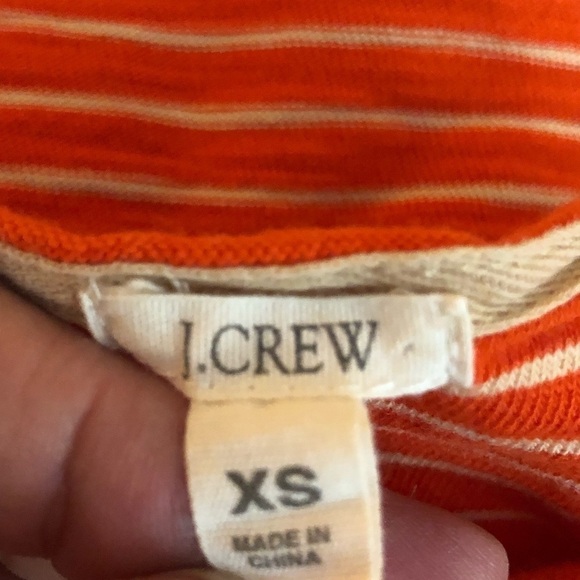J Crew tangerine orange and white striped top - Picture 10 of 11